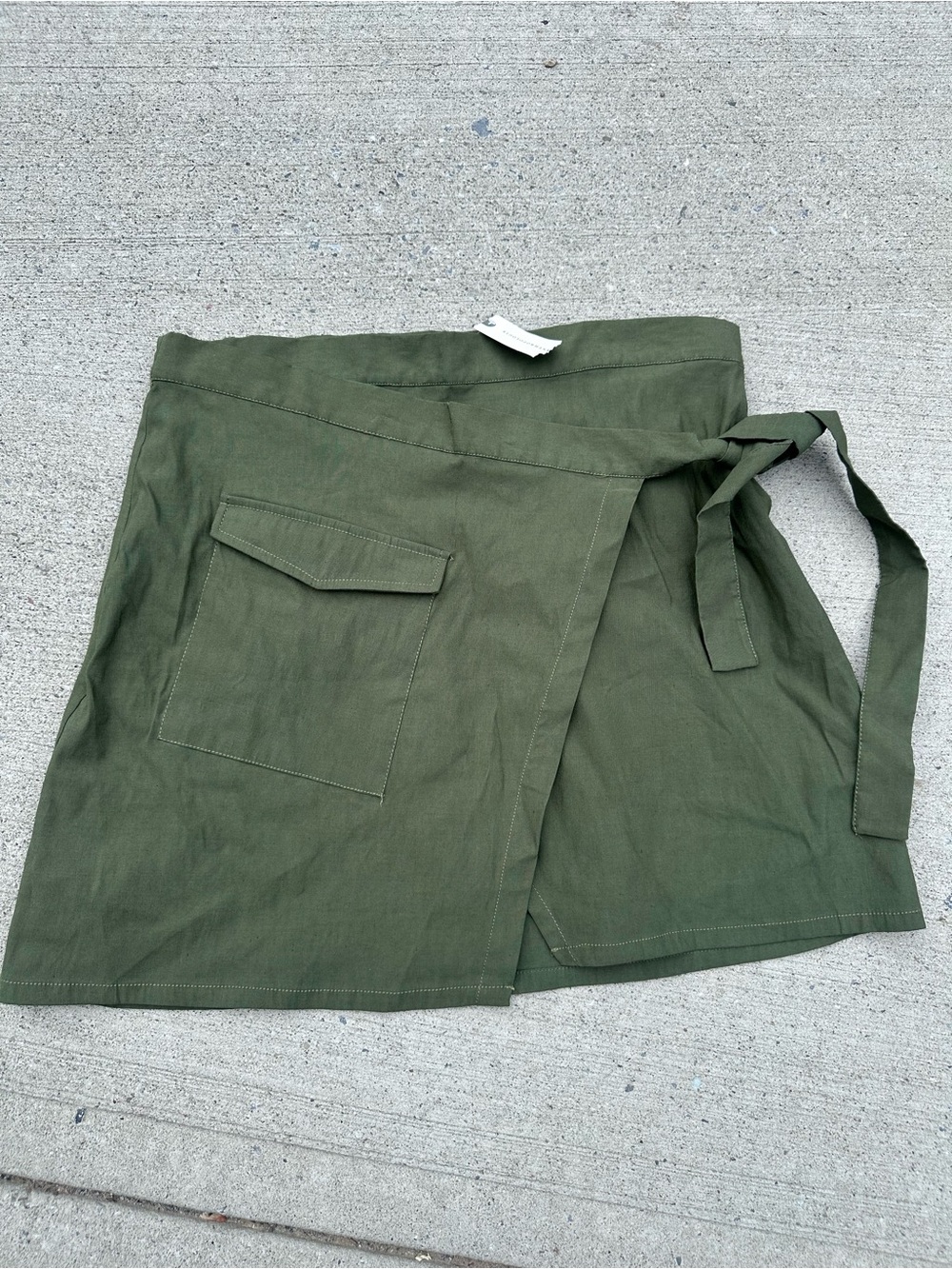 Anthropologie Olive Green Wrap Skirt with Side Tie